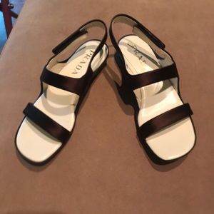 PRADA brown satin sandals